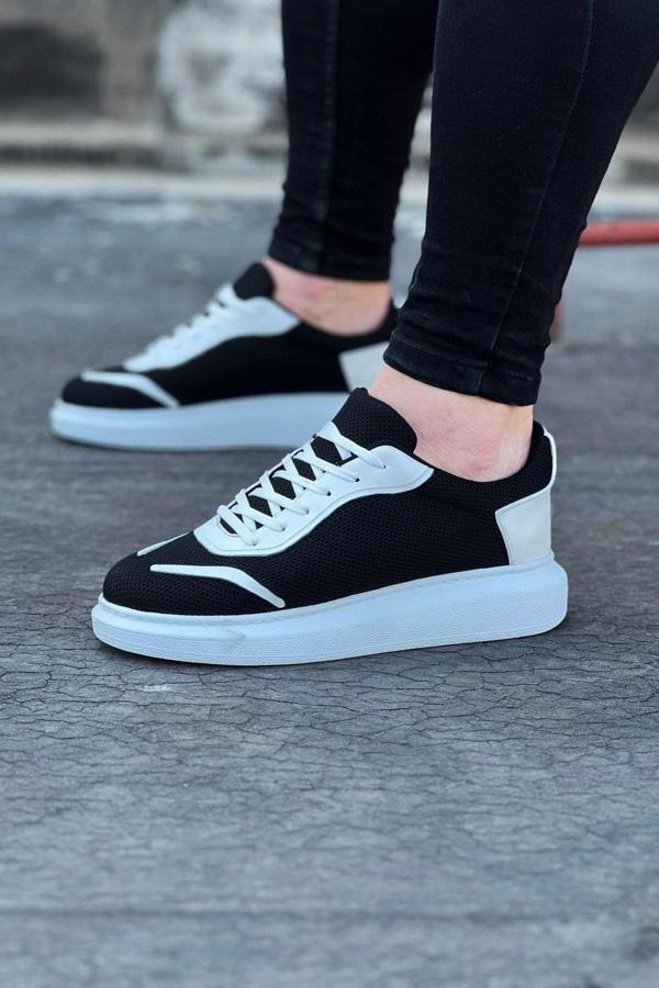 Wagoon WG019 Siyah Beyaz Triko Erkek Casual Ayakkabı - Image 1
