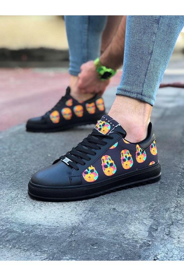 Wagoon WG01 Kömür Kurukafa Baskılı Erkek Casual Ayakkabı - Image 1