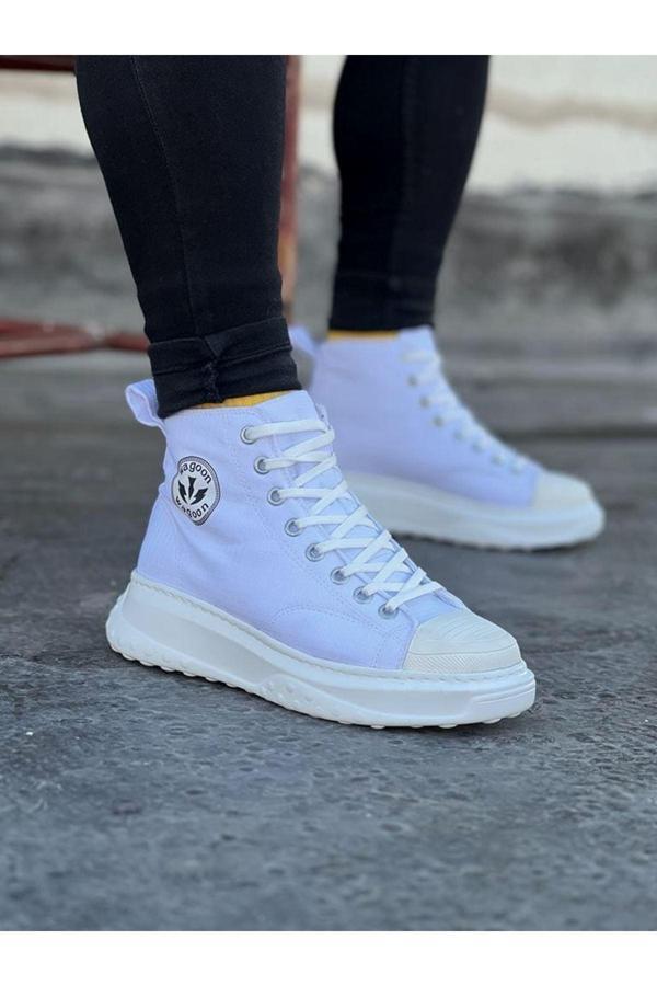Wagoon WG017 Beyaz Erkek Yarım Bilek Casual Ayakkabı - Image 1