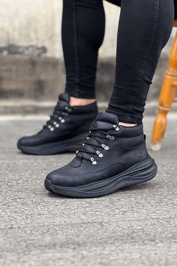 Wagoon WG035 Kömür Cilt Yüksek Taban Yarım Bilek Bot - Image 1