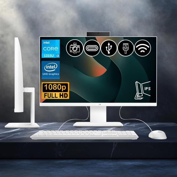 Asus V440VAK-I38256W0D ATL13 i3-1315U 32GB DDR5 512GB Nvme SSD 23.8" IPS FHD Fdos BEYAZ All In One Bilgisayar - Image 1