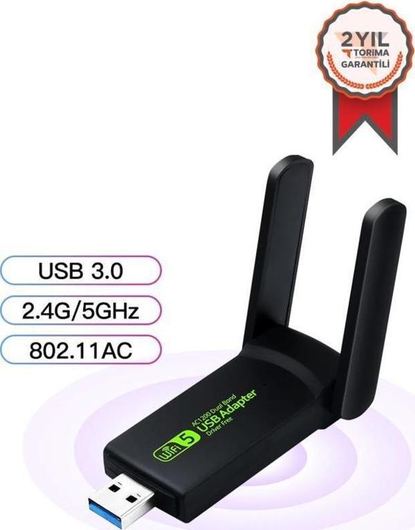 Torima Dual Band USB Adapter 1300 MBPS YD-33 Wireless - Image 1
