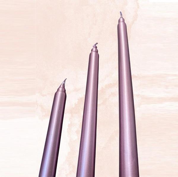 Kuzey 10 Pcs Chrıstmas Candle Metallıc Brıght Pink Candlestıck 10 Adet Pembe Şamdan Mumu Yılbaşı Mumları - Image 1