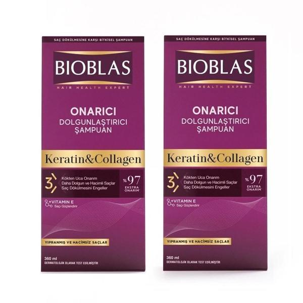 Bibolas Keratin Collagen Onarıcı Dolgunlaştırıcı Şampuan 360 ml 2 ADET - Image 1