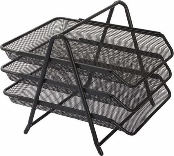 Kraf Perfore Evrak Rafı Siyah Metal 3'lü - Image 1