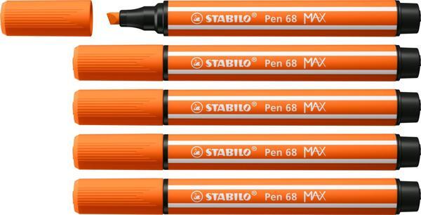 Stabilo Keçe Uçlu Kalem 68 Max Açık Alev Kırmızısı 1-5 Mm Kesik Uç 768/30 (5 Li Paket) - Image 1