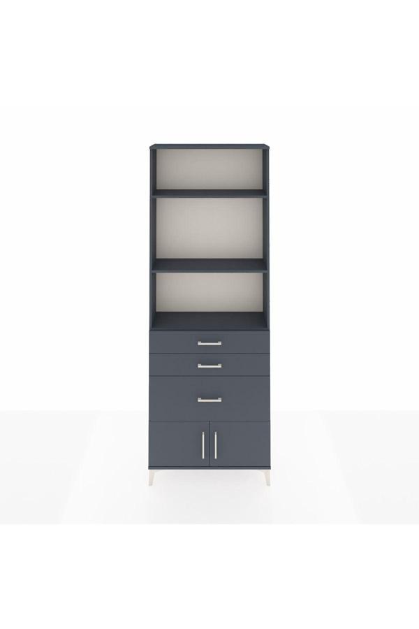 Dienni Arges Dolap 3 Raflı 3 Çekmeceli 2 Kapaklı 88 x 30 x 243 cm Antrasit - Antrasit - Image 1