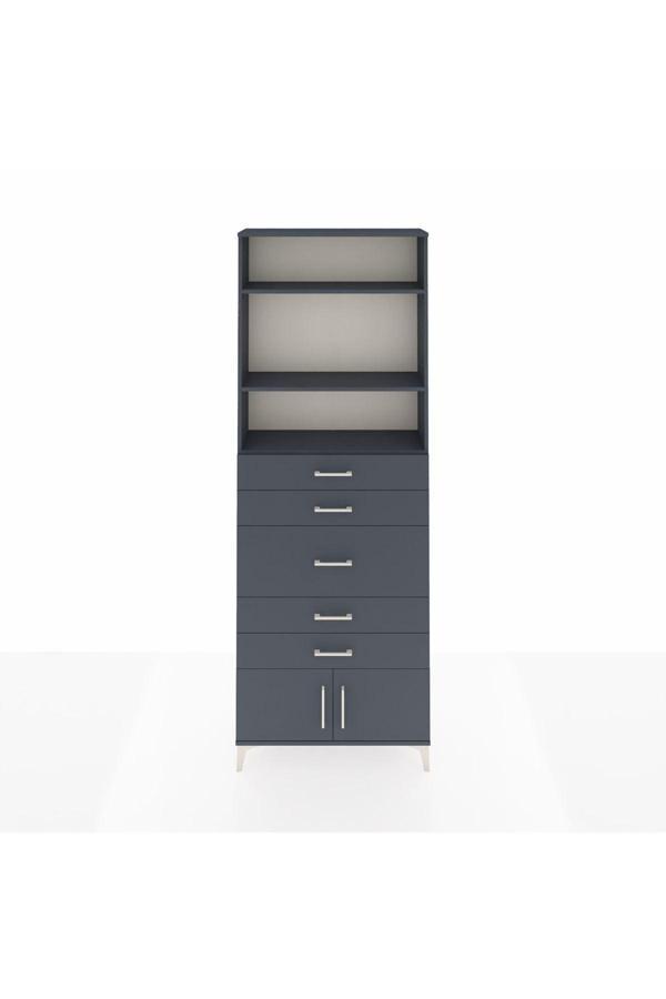 Arges Dolap 3 Raflı 5 Çekmeceli 2 Kapaklı 88x30x243 Antrasit-Antrasit - Image 1