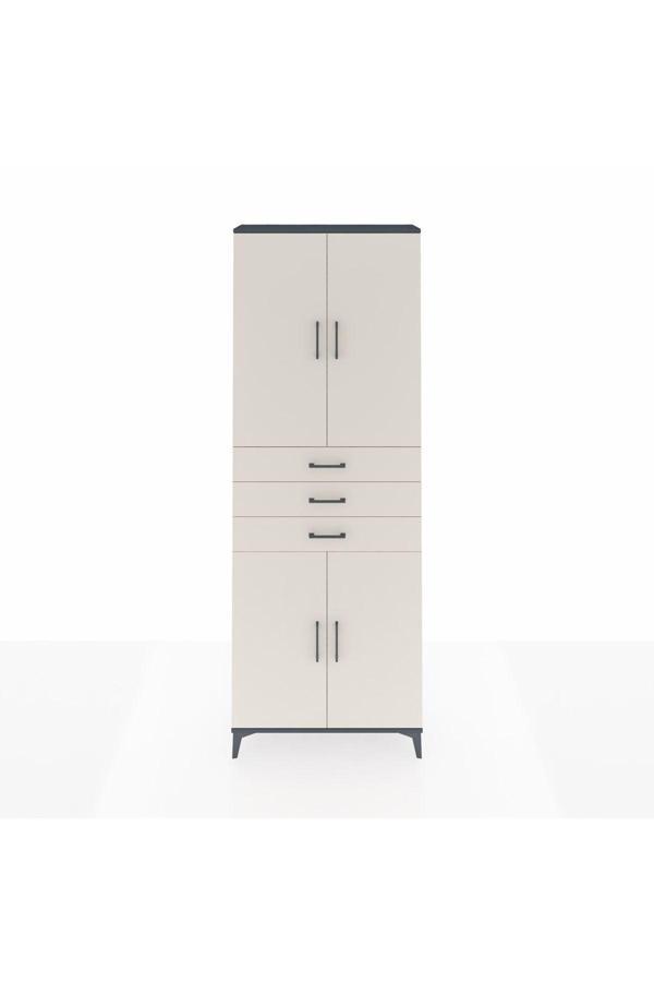Arges Dolap 4 Raflı 3 Çekmeceli 4 Kapaklı 88x30x243 Antrasit-Aytaşı - Image 1