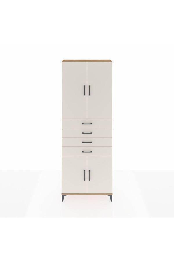 Dienni Arges Dolap 3 Raflı 4 Çekmeceli 4 Kapaklı 88 x 30 x 243 cm Çam - Aytaşı - Image 1