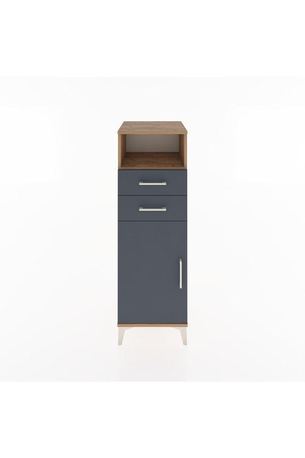 Hyperion Dolap 2 Raflı 2 Çekmeceli Tek Kapaklı 44x44x134 Çam-Antrasit - Image 1