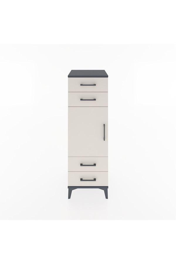 Hyperion Dolap 2 Raflı 4 Çekmeceli Tek Kapaklı 44x44x134 Antrasit-Aytaşı - Image 1