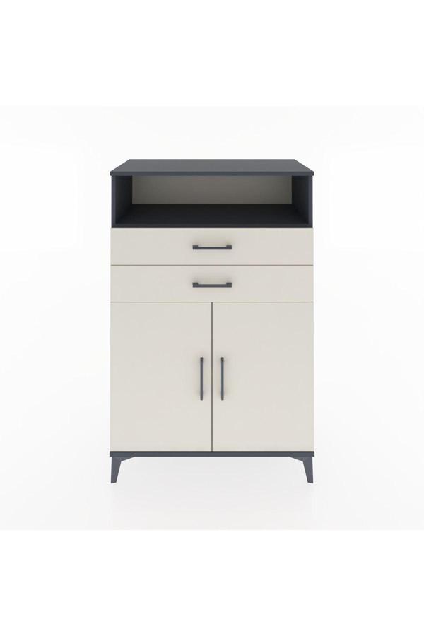 Hyperion Dolap 2 Raflı 2 Çekmeceli 2 Kapaklı 88x44x134 Antrasit-Aytaşı - Image 1