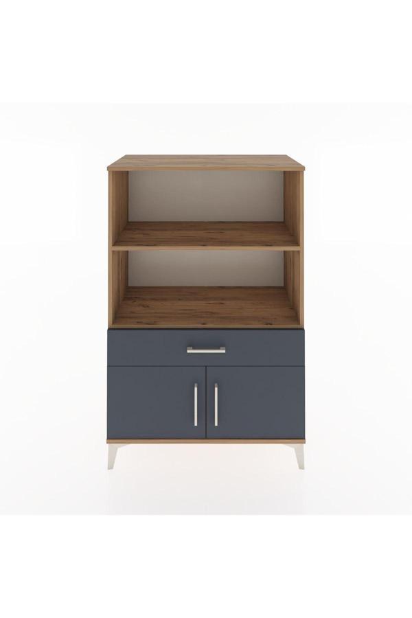 Hyperion Dolap 2 Raflı Tek Çekmeceli 2 Kapaklı 88x44x134 Çam-Antrasit - Image 1