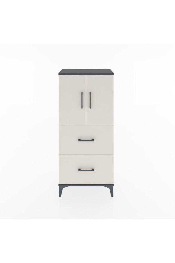 Dienni Hyperion Dolap 1 Raflı 2 Çekmeceli 2 Kapaklı 60 x 44 x 134 cm Antrasit - Aytaşı - Image 1