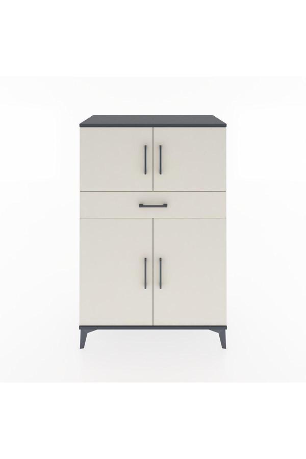 Hyperion Dolap 2 Raflı Tek Çekmeceli 4 Kapaklı 88x44x134 Antrasit-Aytaşı - Image 1