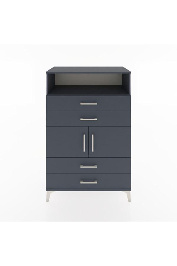 Dienni Hyperion Dolap 2 Raflı 4 Çekmeceli 2 Kapaklı 88 x 44 x 134 cm Antrasit - Antrasit - Image 1