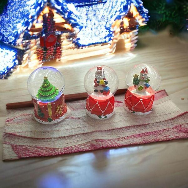 Kuzey Vip 3 Adet Renkli Led Işıklı Sulu Kar Küresi Noel Baba Kar Küresi Kardan Adam Çam Ağacı Kar Küresi - Image 1