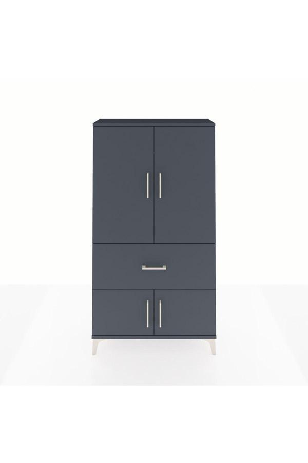 Arges Dolap Tek Raflı Tek Çekmeceli Tek Askılı 88x30x163 Antrasit-Antrasit - Image 1