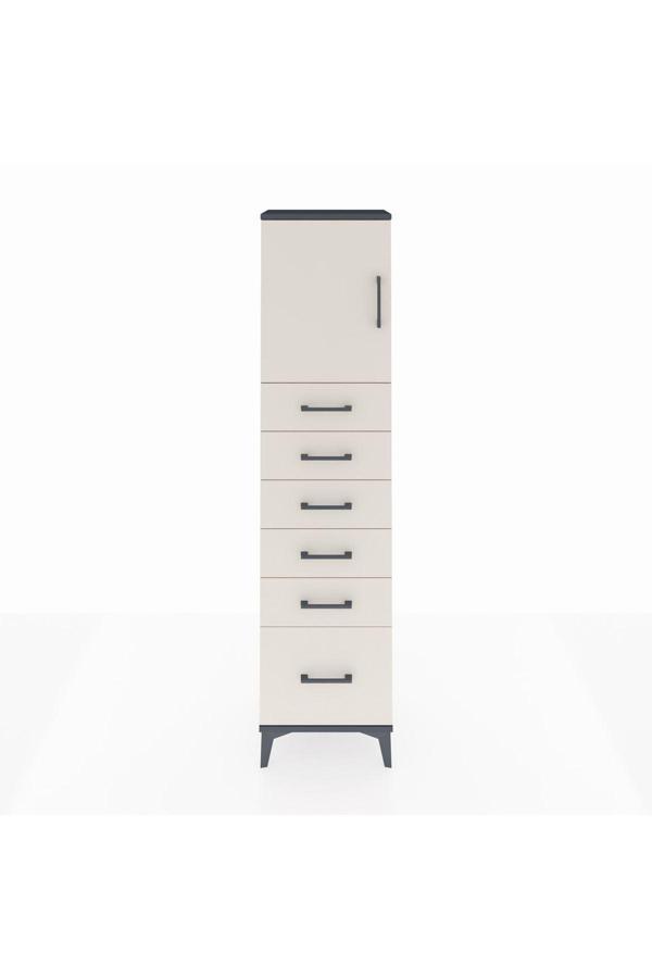 Dienni Arges Dolap 1 Raflı 6 Çekmeceli 1 Kapaklı 44 x 30 x 182 cm Antrasit - Aytaşı - Image 1