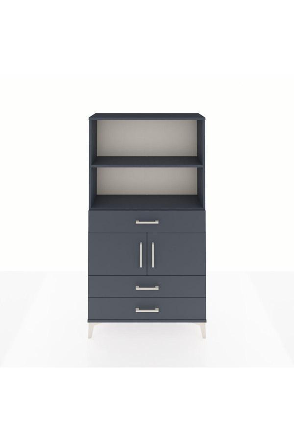 Arges Dolap 3 Raflı 3 Çekmeceli 2 Kapaklı 88x30x163 Antrasit-Antrasit - Image 1