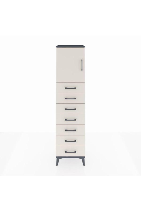 Dienni Arges Dolap 2 Raflı 7 Çekmeceli 1 Kapaklı 44 x 30 x 182 cm Antrasit - Aytaşı - Image 1