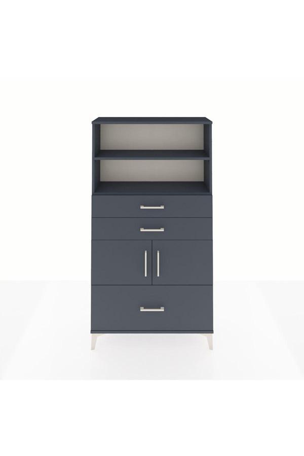 Arges Dolap 3 Raflı 3 Çekmeceli 2 Kapaklı 88x30x163 Antrasit-Antrasit - Image 1