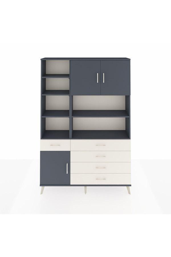 Arges Dolap 9 Raflı 5 Çekmeceli 3 Kapaklı 132x30x195 Antrasit-Antrasit/Aytaşı - Image 1