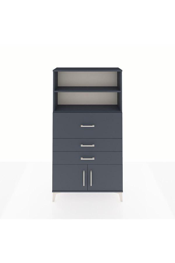 Arges Dolap 2 Raflı 3 Çekmeceli 2 Kapaklı 88x30x163 Antrasit-Antrasit - Image 1