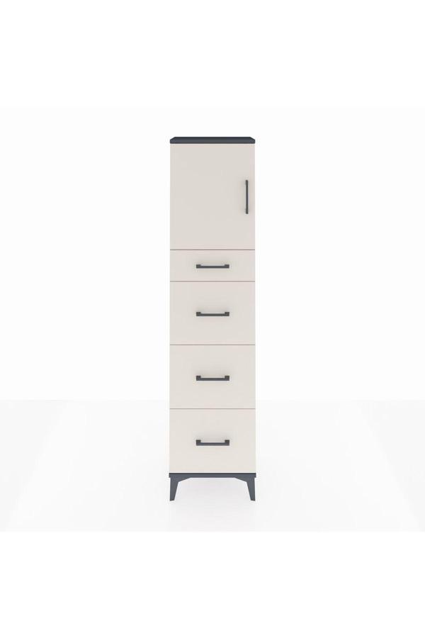 Arges Dolap 2 Raflı 4 Çekmeceli Tek Kapaklı 44x30x182 Antrasit-Aytaşı - Image 1