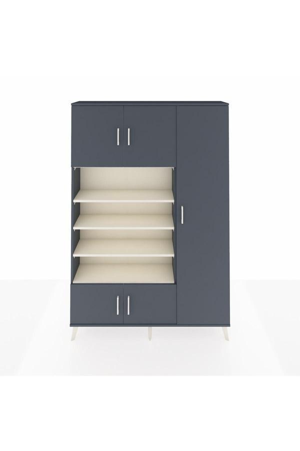 Dienni Arges Dolap 11 Raflı 5 Kapaklı 132 x 30 x 195 cm Antrasit - Antrasit - Aytaşı - Image 1