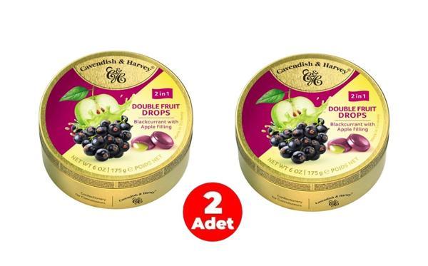 Cavendish & Harvey Double Fruit Drops Elma Dolgulu Frenk Üzümü Aromalı Şeker 175 Gr - Image 1