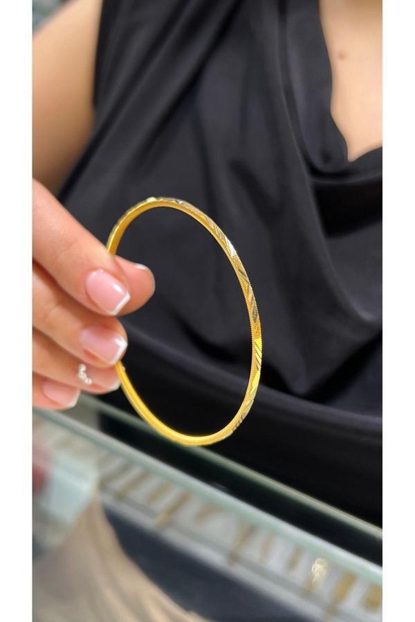 9 gr (Gram) Yatırımlık İşçiliksiz Yasemin Oluklu Ajda Bilezik 22 Ayar Altın - Image 1