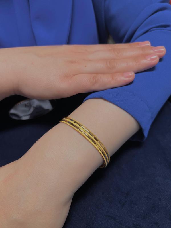 Kuyumcu Nurettin 8 gr (GRAM) Yatırımlık İşçiliksiz Oluklu Ajda Desenli Şarnel Bilezik 22 Ayar Altın