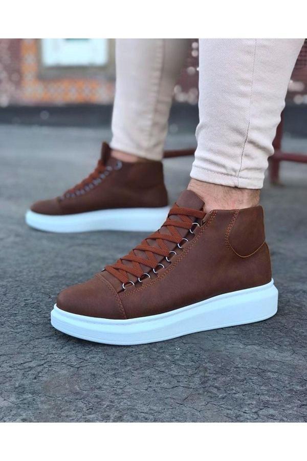 Wagoon WG032 Taba Bağcıklı Sneakers  Yarım Bilek Bot - Image 1