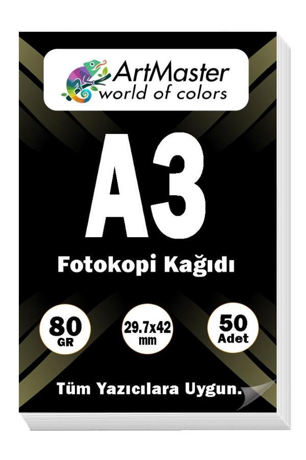 A3 Fotokopi Kağıdı 50 Adet 80 gr 29,7x42 cm ArtMaster A3 Boy Fotokopi Kağıdı Yazıcı Kağıdı 50 Li - Image 1
