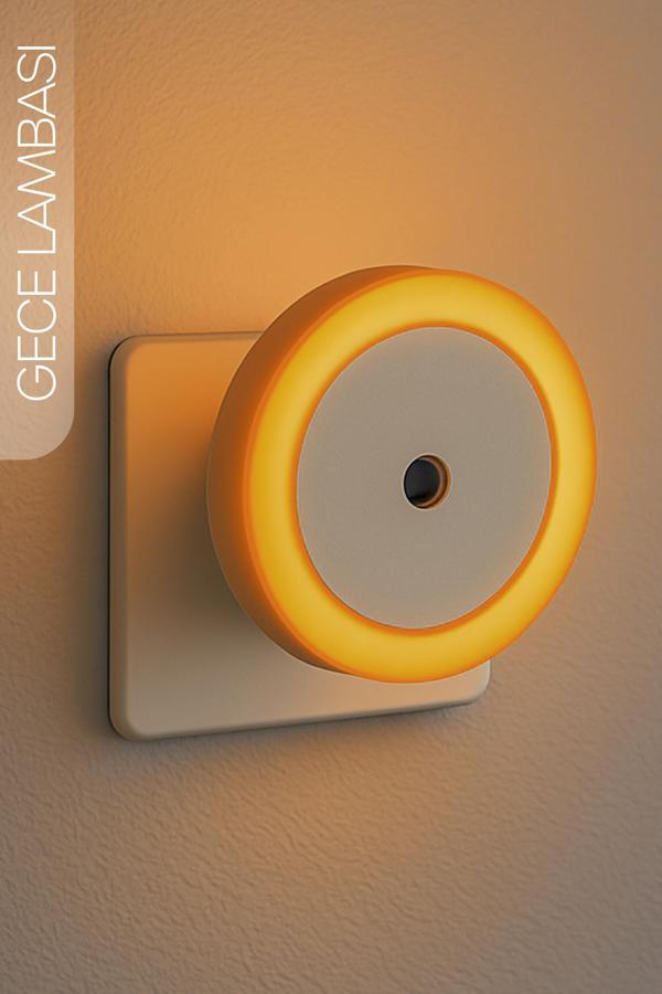 Yuvarlak Otomatik Gece Lambası Işığa Duyarlı Karanlık LDR Sensörlü Koridor Turuncu GC01 - Image 1