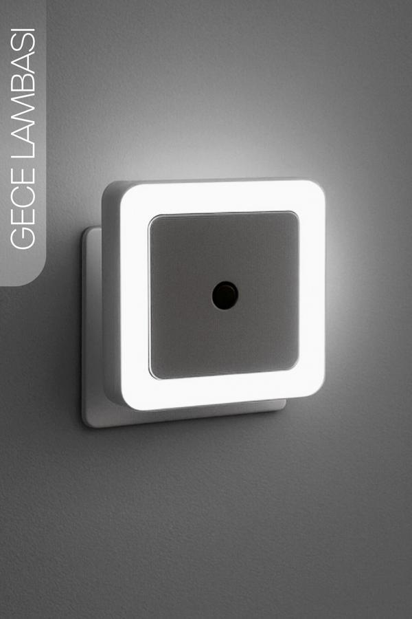 Kare Otomatik Gece Lambası Işığa Duyarlı Karanlık LDR Sensörlü Koridor Beyaz GC02 - Image 1