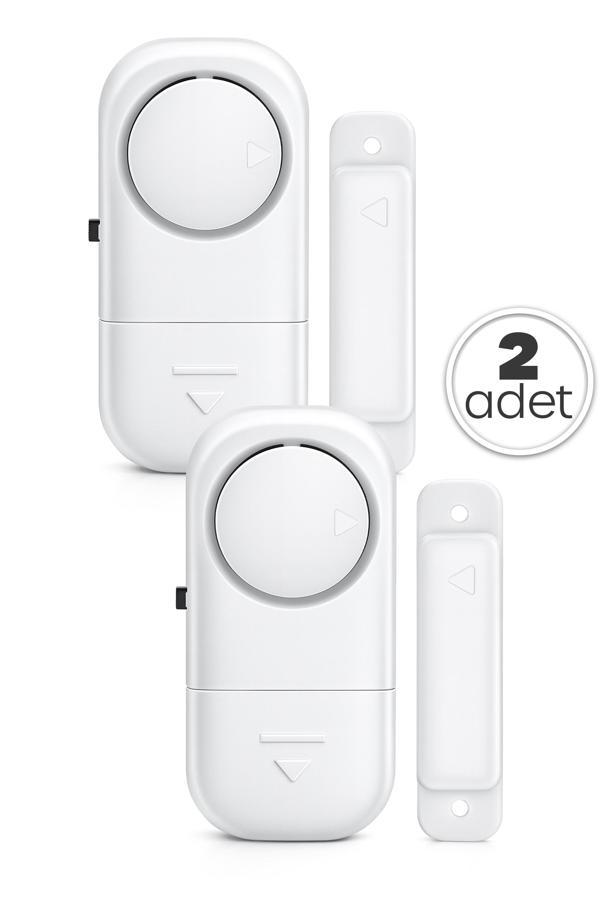 2 Adet Kablosuz Kapı Pencere Alarmı Pilli Hırsız Güvenlik Cihazı Alarm Sistemi - Image 1