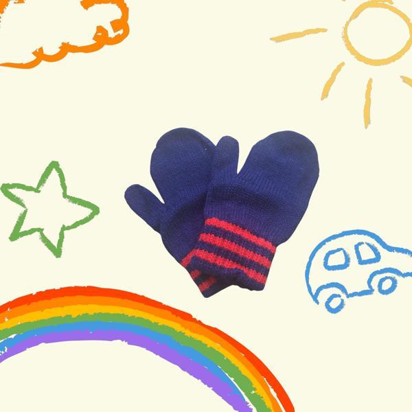 Parmaksız Erkek Bebe Eldiveni Lacivert Örgü Eldiven 0-3 Yaş - Image 1