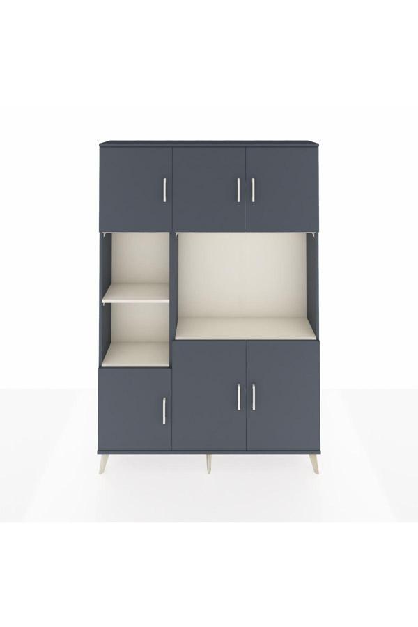 Dienni Arges Dolap 9 Raflı 6 Kapaklı 132 x 30 x 195 Antrasit-Antrasit/Aytaşı - Image 1