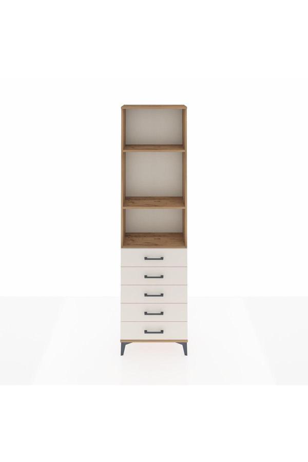 Dienni Arges Dolap 3 Raflı 5 Çekmeceli 60 x 30 x 221 Çam-Aytaşı - Image 1