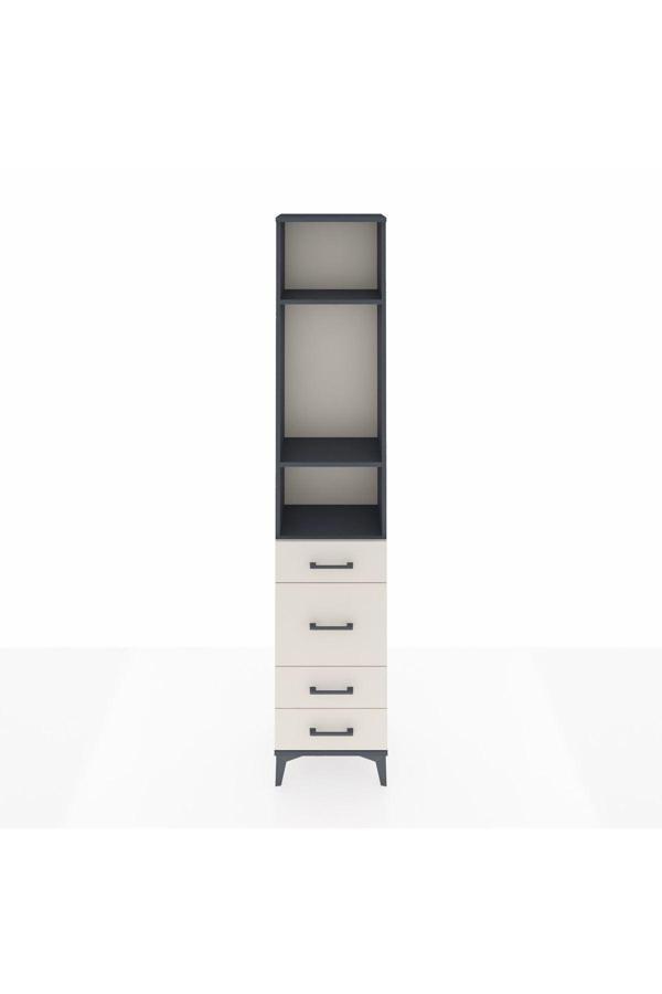 Dienni Arges Dolap 3 Raflı 4 Çekmeceli 44 x 30 x 221 Antrasit-Aytaşı - Image 1