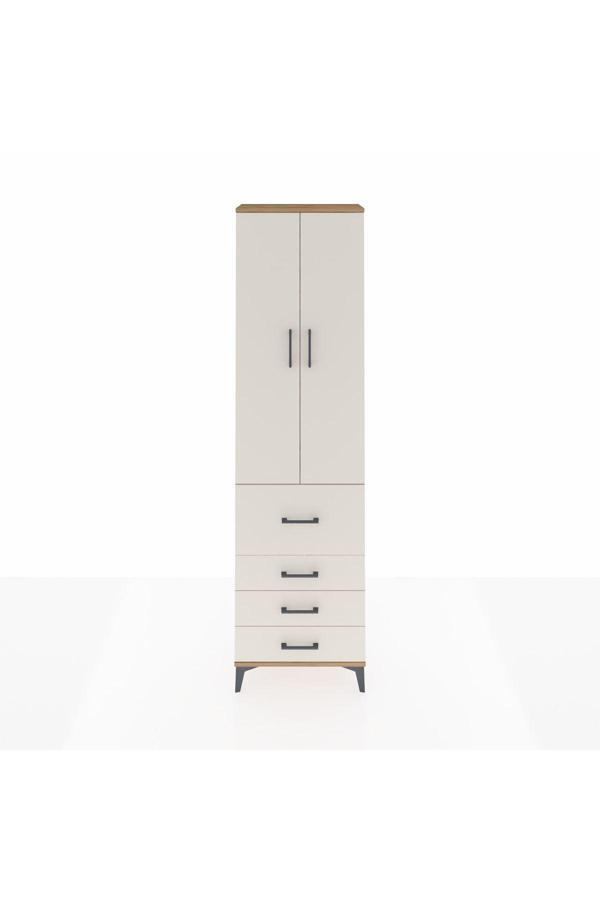 Dienni Arges Dolap 3 Raflı 4 Çekmeceli 2 Kapaklı 60 x 30 x 221 Çam-Aytaşı - Image 1