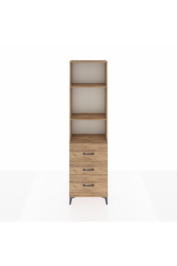 Dienni Arges Dolap 3 Raflı 3 Çekmeceli 60 x 30 x 221 Çam-Çam - Image 1