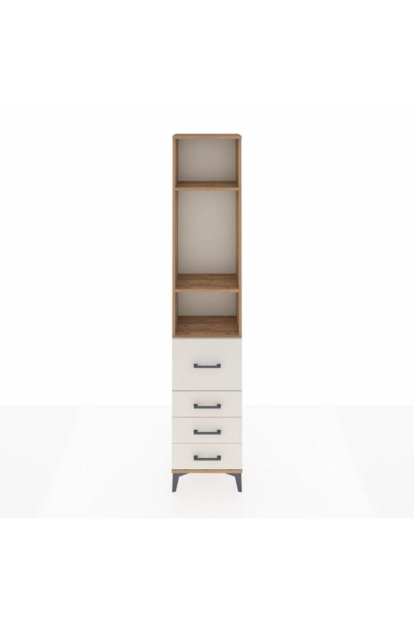 Dienni Arges Dolap 3 Raflı 4 Çekmeceli 44 x 30 x 221 Çam-Aytaşı - Image 1