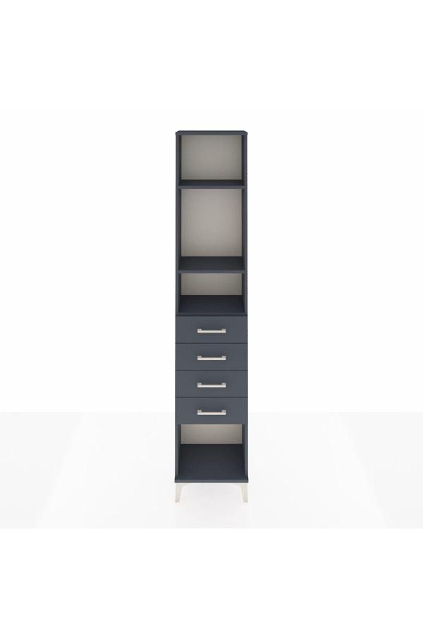 Dienni Arges Dolap 3 Raflı 4 Çekmeceli 44 x 30 x 221 Antrasit-Antrasit - Image 1