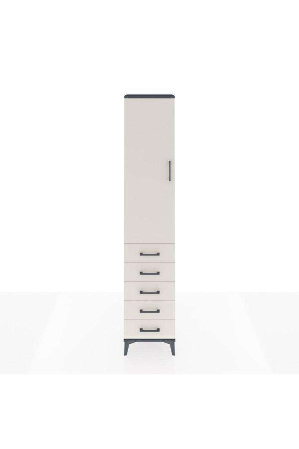 Dienni Arges Dolap 2 Raflı 5 Çekmeceli Tek Askılı 44 x 30 x 221 Antrasit-Aytaşı - Image 1