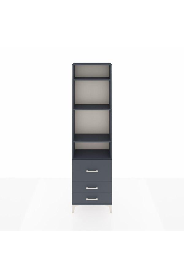 Dienni Arges Dolap 4 Raflı 3 Çekmeceli 60 x 30 x 221 Antrasit-Antrasit - Image 1