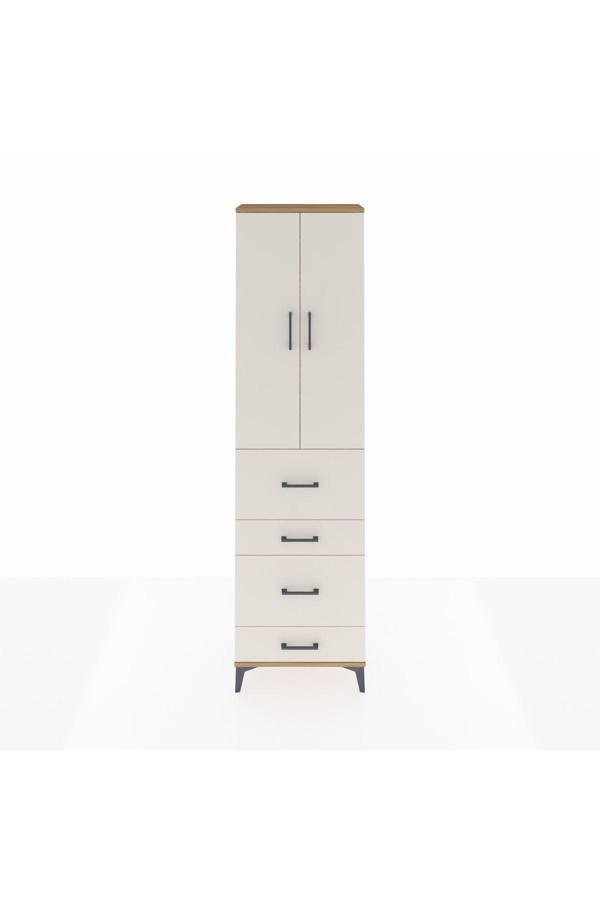 Dienni Arges Dolap 2 Raflı 4 Çekmeceli Tek Askılı 60 x 30 x 221 Çam-Aytaşı - Image 1